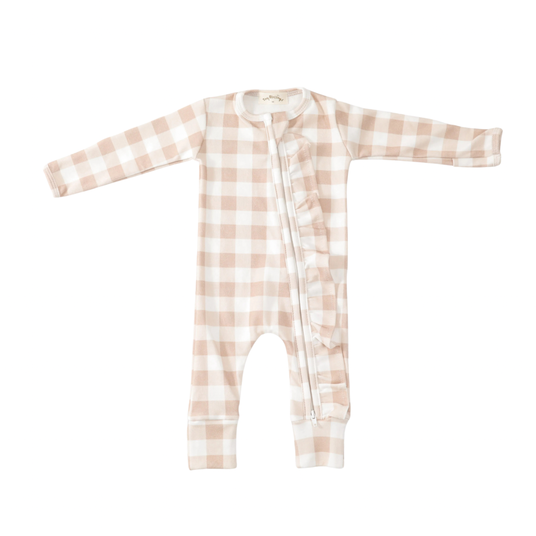 GINGHAM FRILL ROMPER + HEADBAND