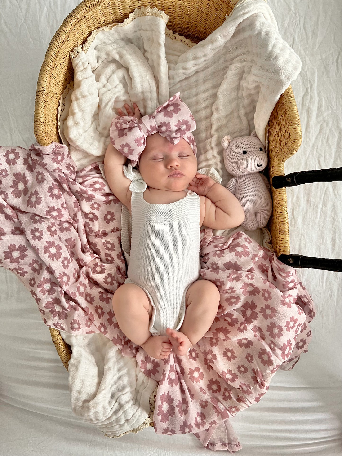 DAISY PINK HEADBAND + SWADDLE