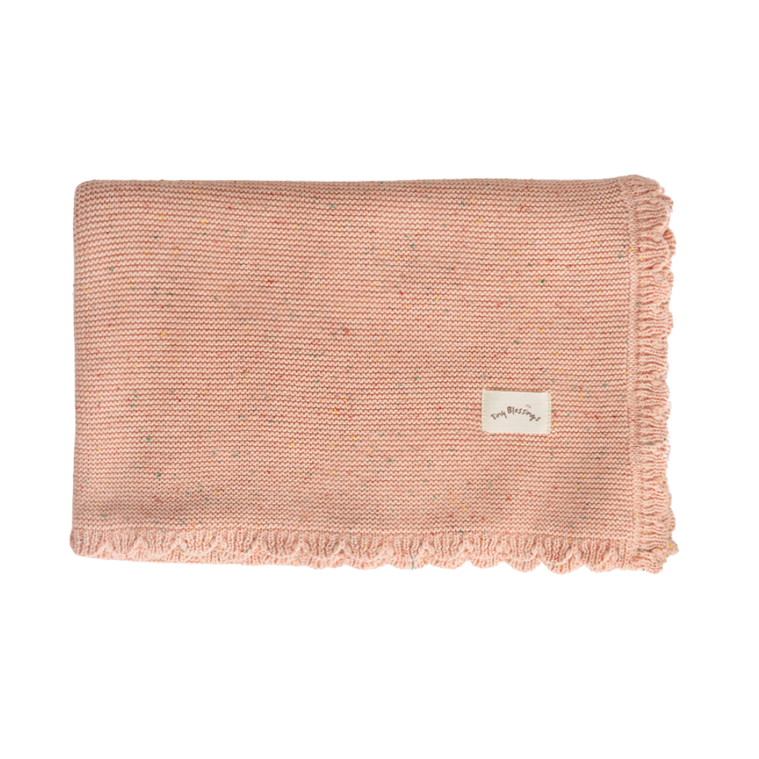 HEIRLOOM KNIT BLANKET - PEACH SPRINKLES