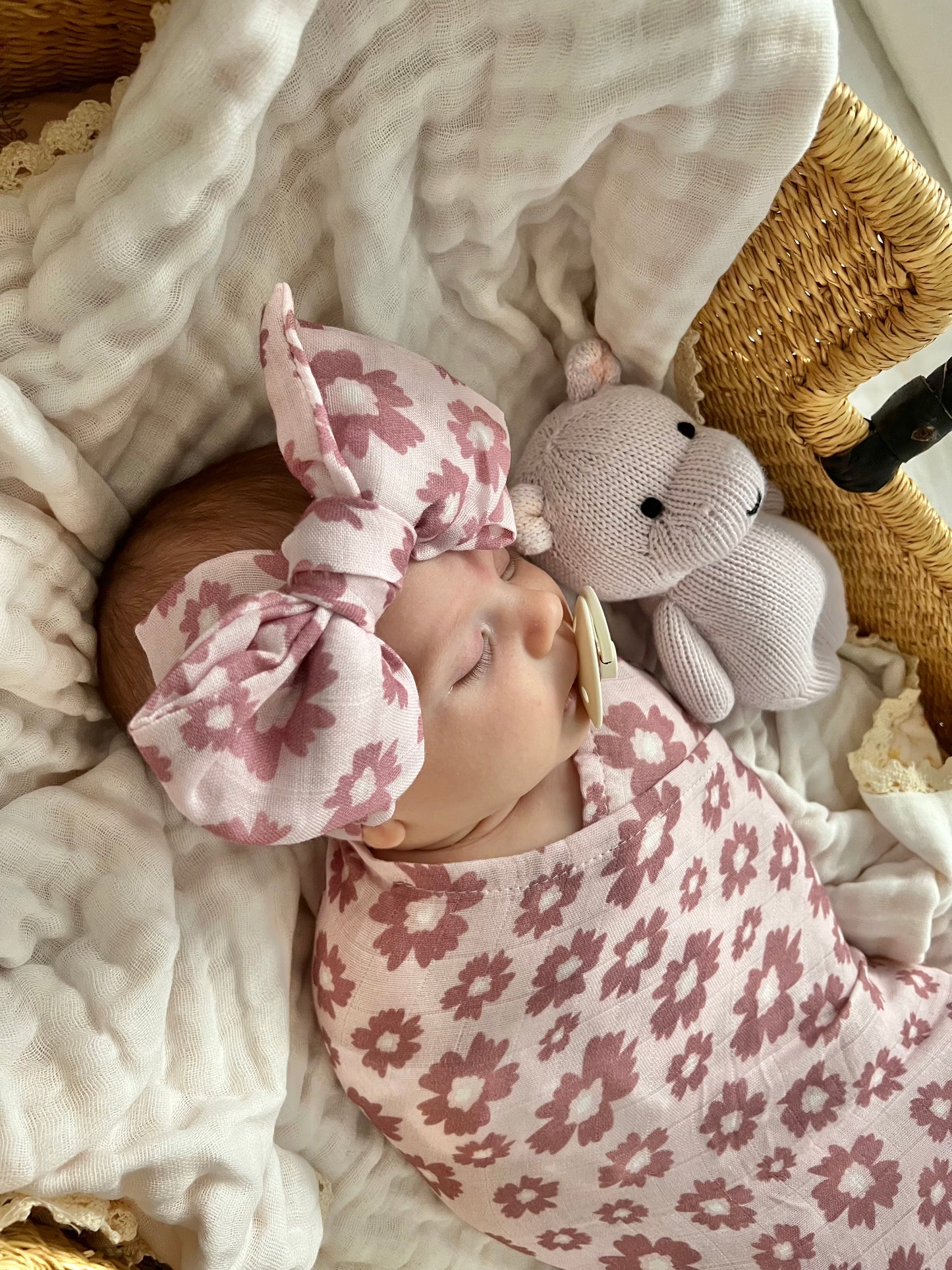 DAISY PINK HEADBAND + SWADDLE