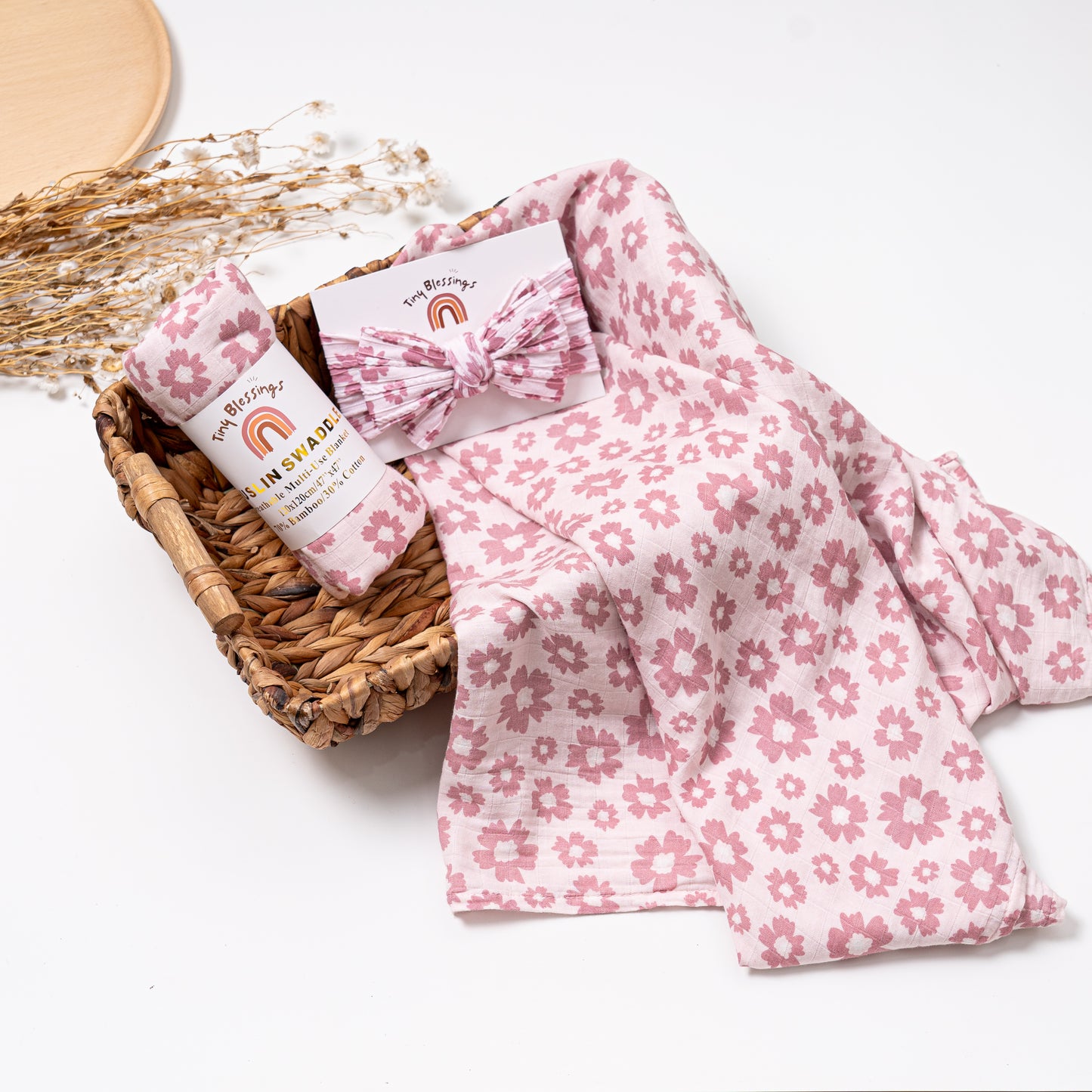 DAISY PINK HEADBAND + SWADDLE