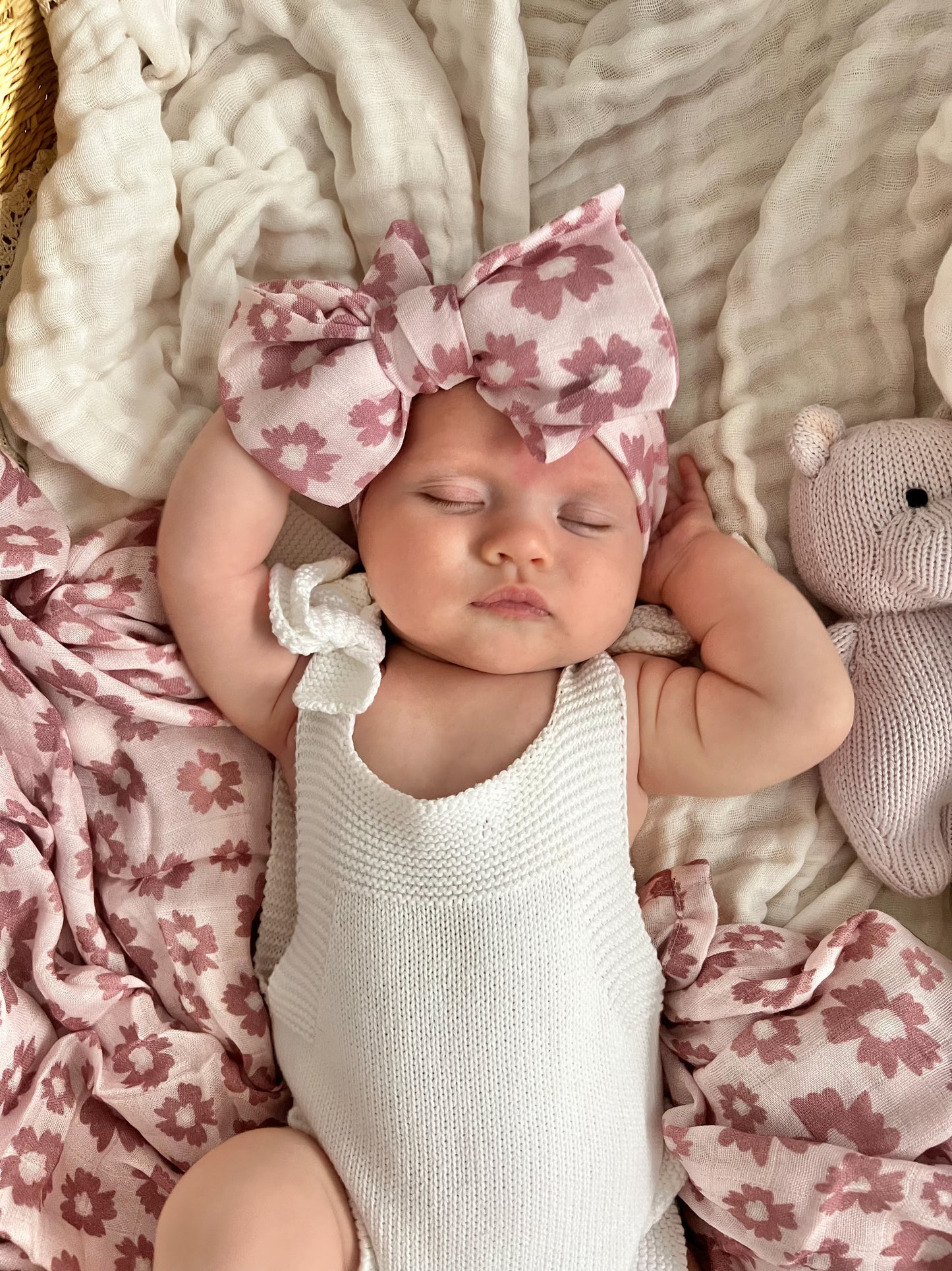 DAISY PINK HEADBAND + SWADDLE