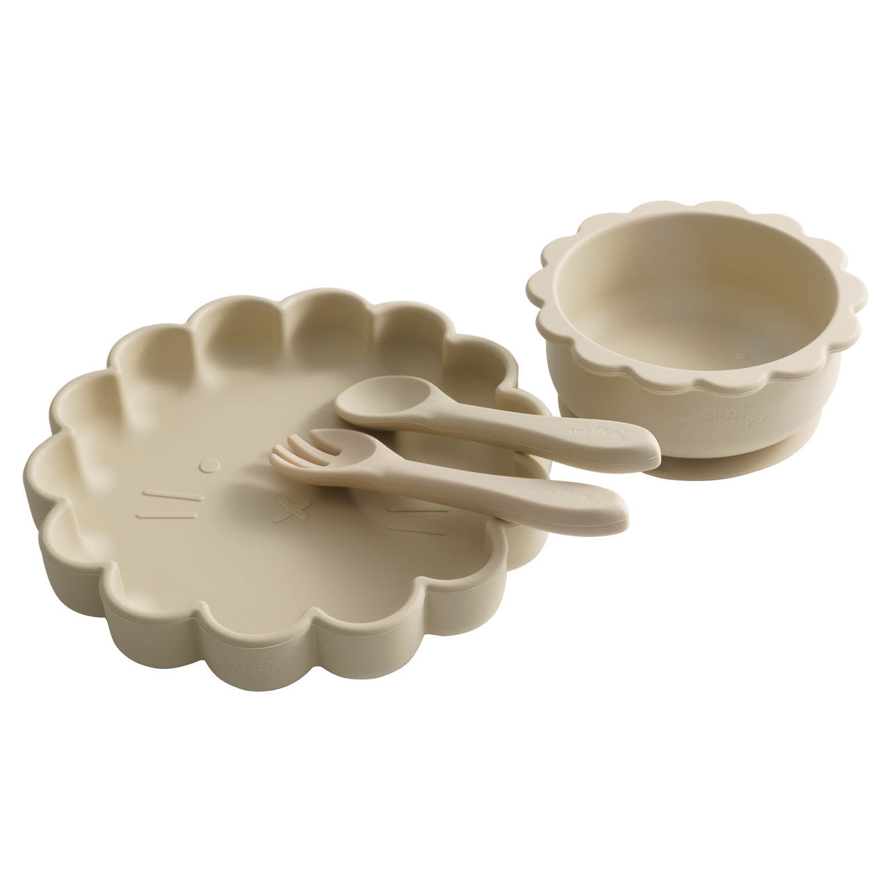 SILICONE BOWL, PLATE & CUTLERY - NUDE