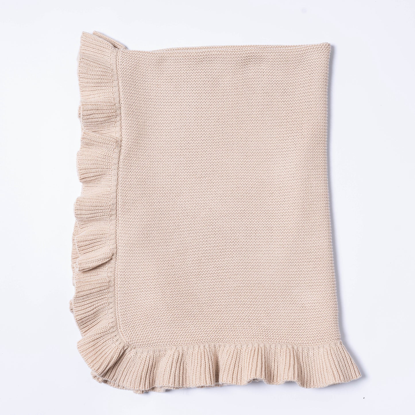 RUFFLE KNIT BLANKET - BISCUIT