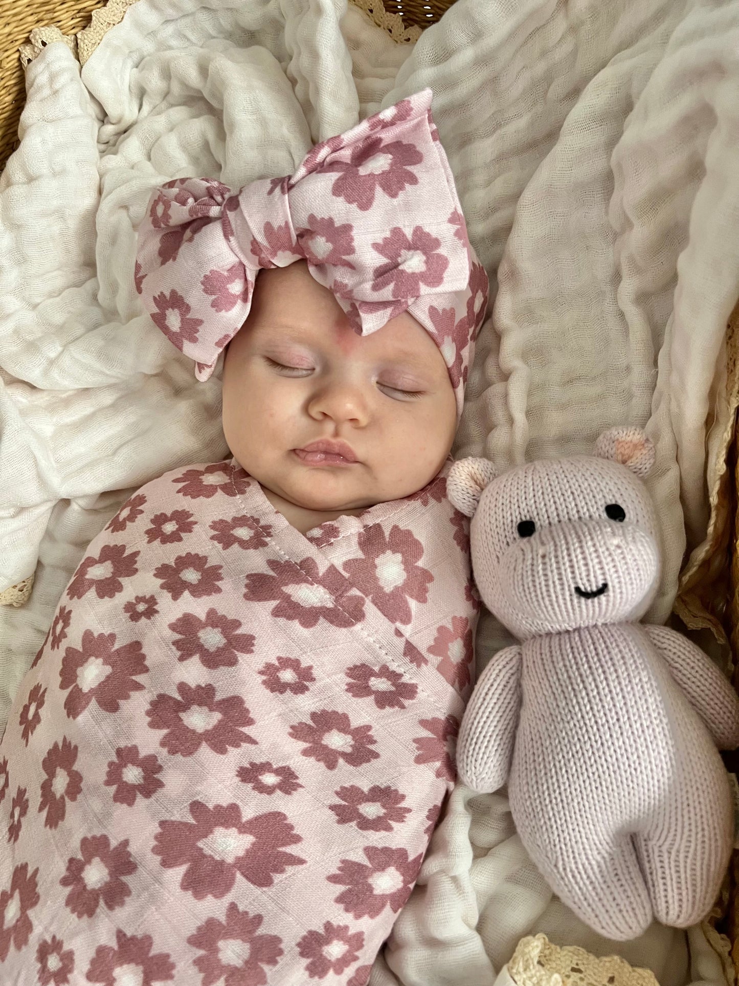 DAISY PINK HEADBAND + SWADDLE