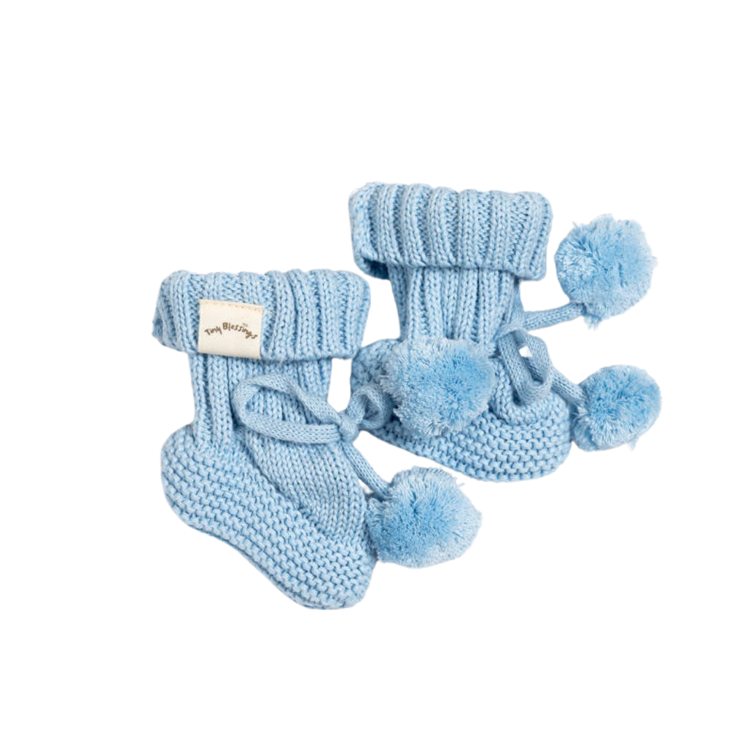BEANIE + BOOTIE SET - SKY BLUE