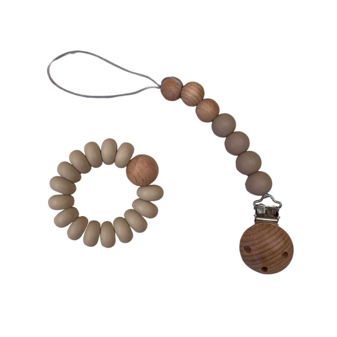 TEETHING RING & DUMMY CHAIN - BEIGE