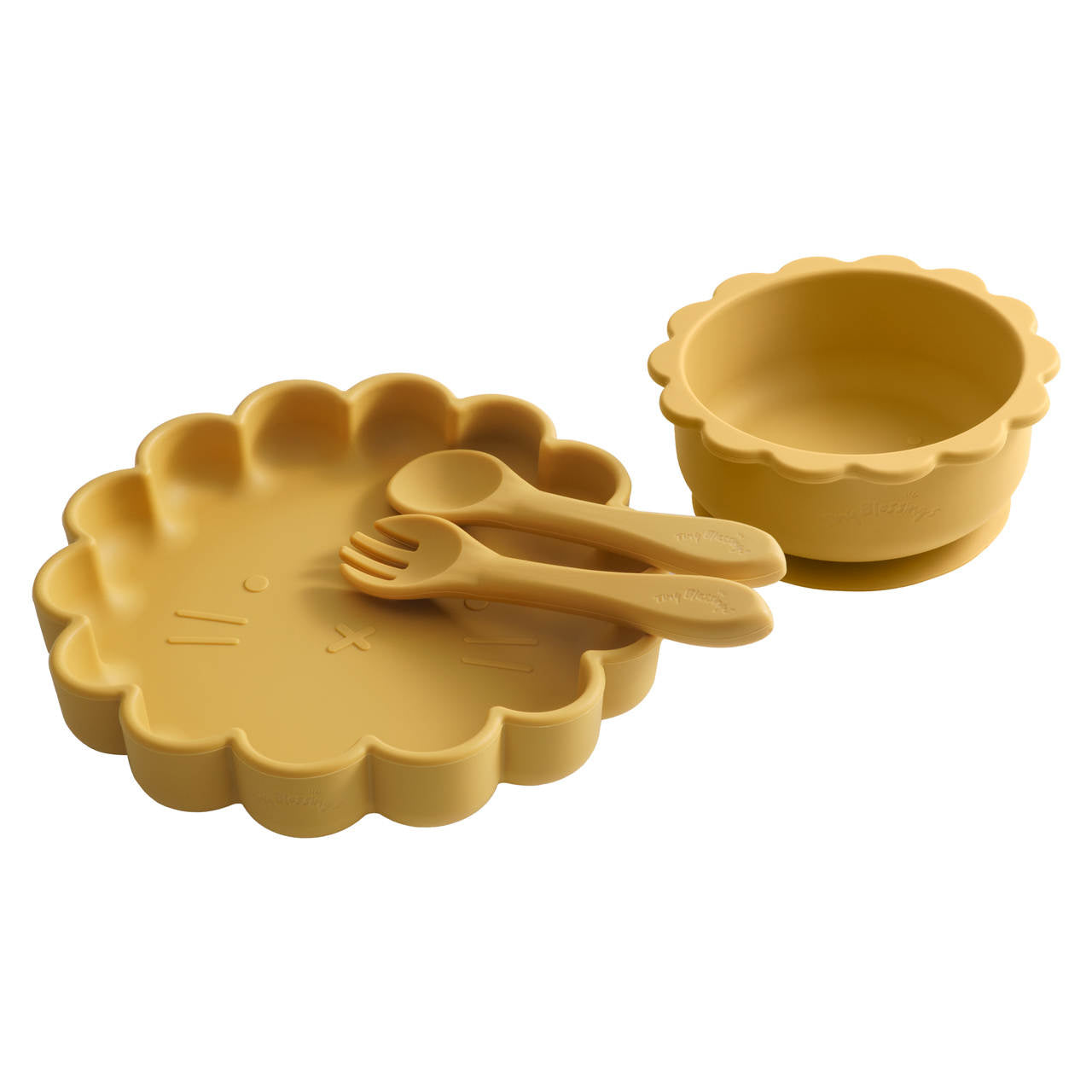 SILICONE BOWL, PLATE & CUTLERY - YELLOW