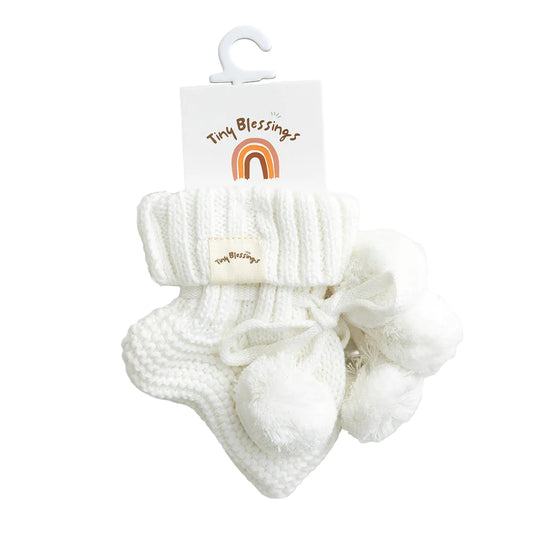 POM POM BOOTIES - WHITE