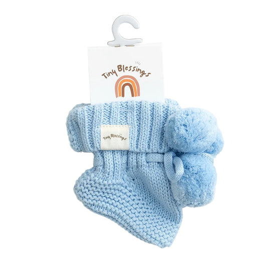 POM POM BOOTIES - SKY BLUE