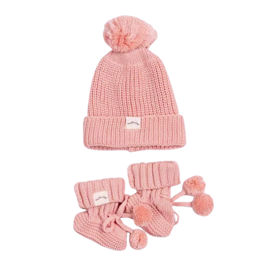 BEANIE + BOOTIE SET - CORAL