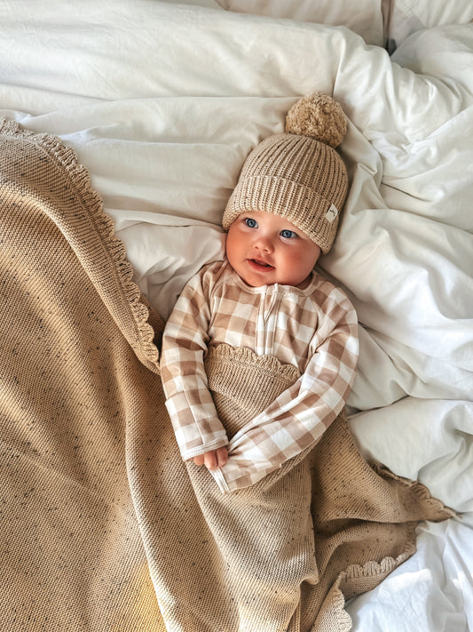 HEIRLOOM KNIT BLANKET - COOKIE