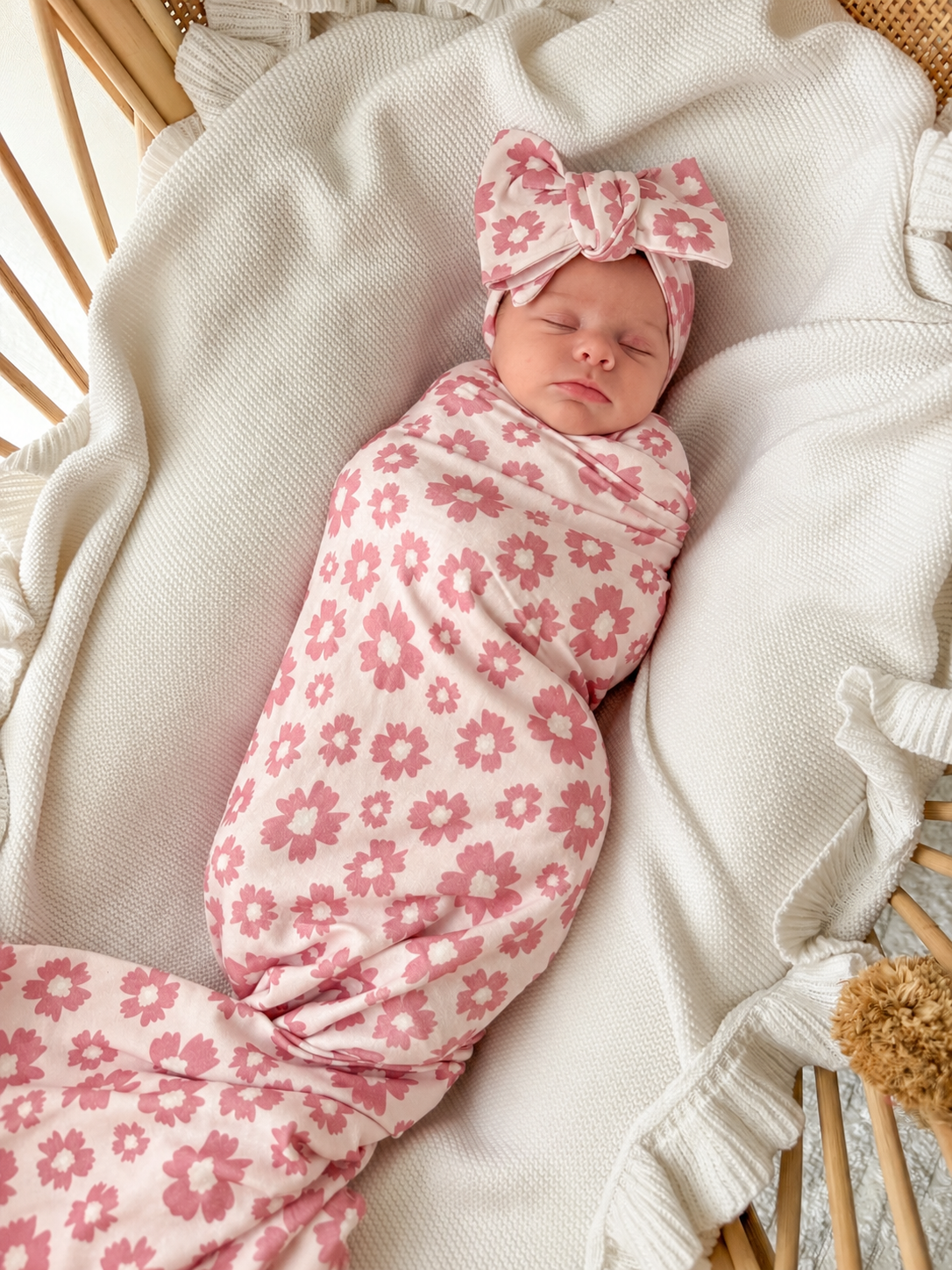 DAISY PINK HEADBAND + SWADDLE