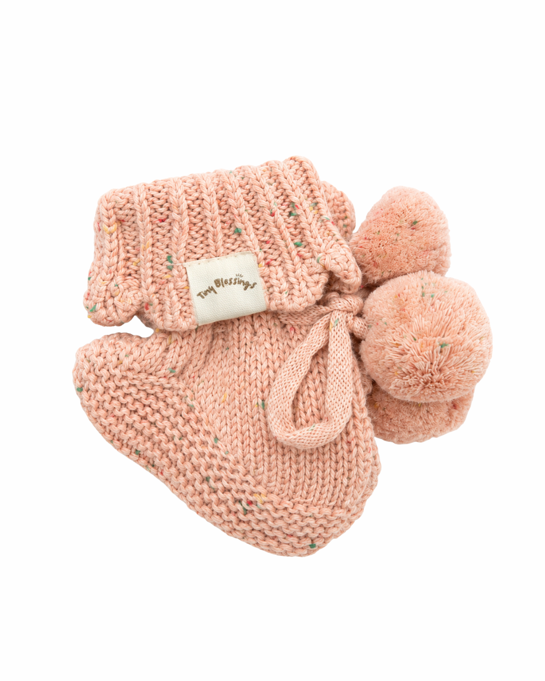 POM POM BOOTIES - PEACH SPRINKLES