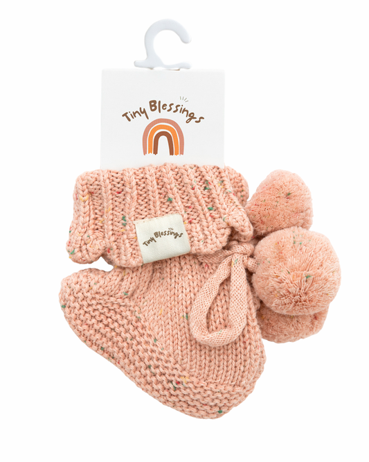 POM POM BOOTIES - PEACH SPRINKLES