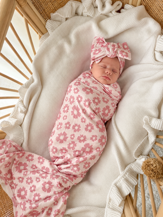 DAISY PINK HEADBAND + SWADDLE