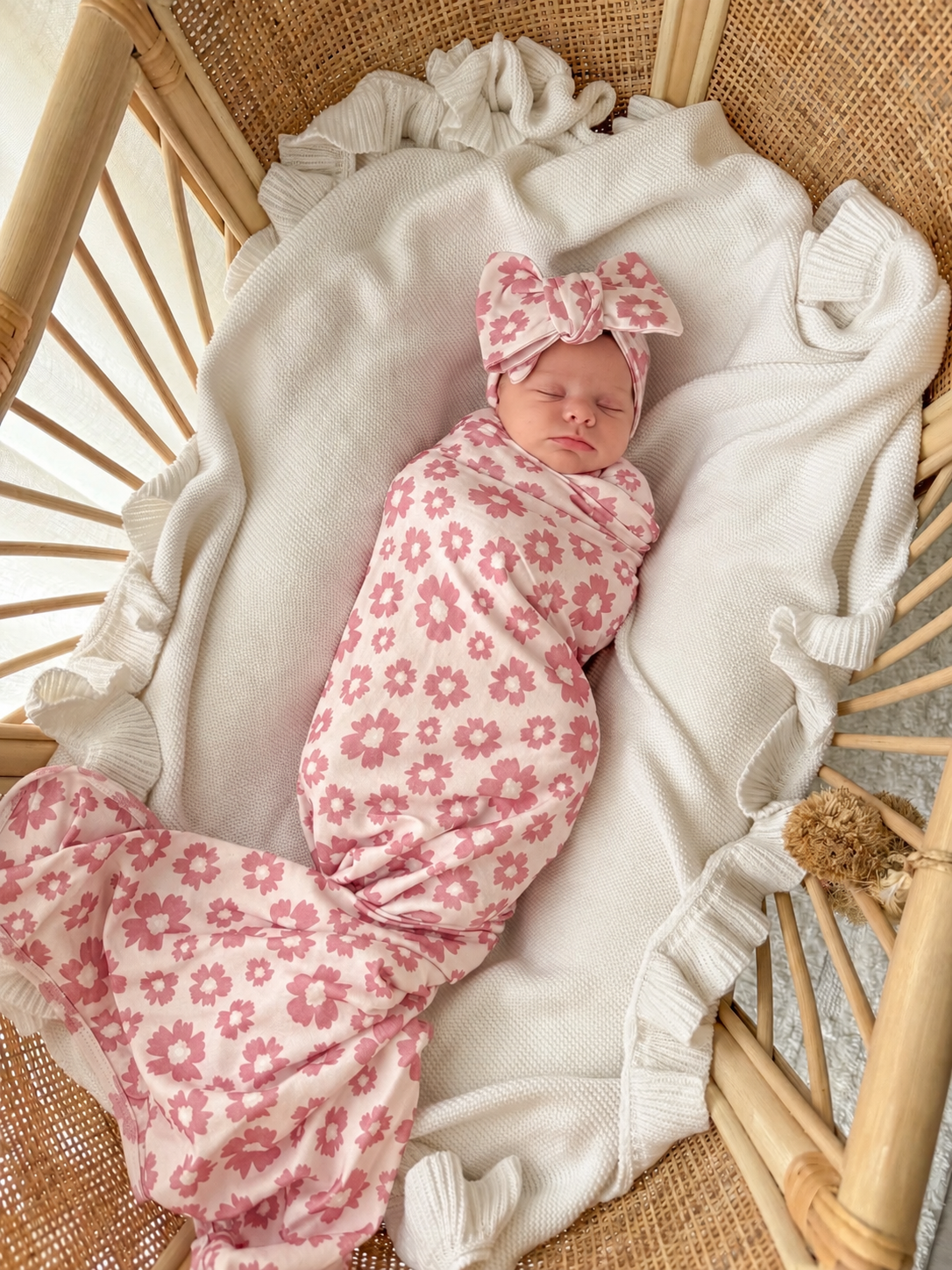 DAISY PINK HEADBAND + SWADDLE