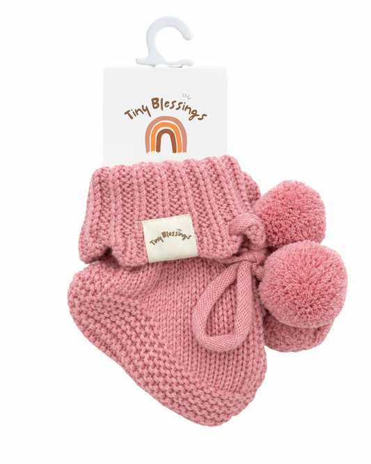 POM POM BOOTIES - DUSTY ROSE